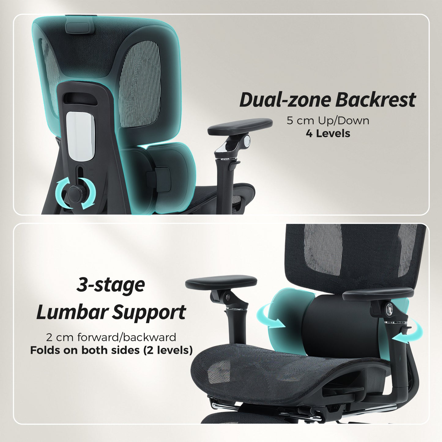 Ergonomic Office Chair, Mesh Desk Chair with Lumbar Support, Footrest
