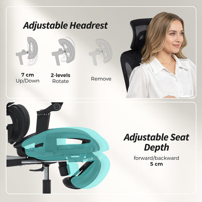 Ergonomic Office Chair, Mesh Desk Chair with Lumbar Support, Footrest