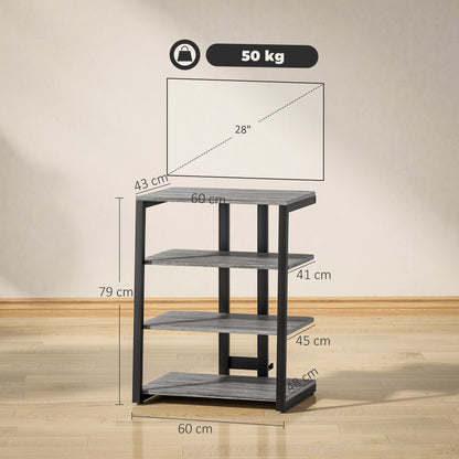 HiFi Rack Stand w/ 4-Tier Record Player Stand Dark Grey