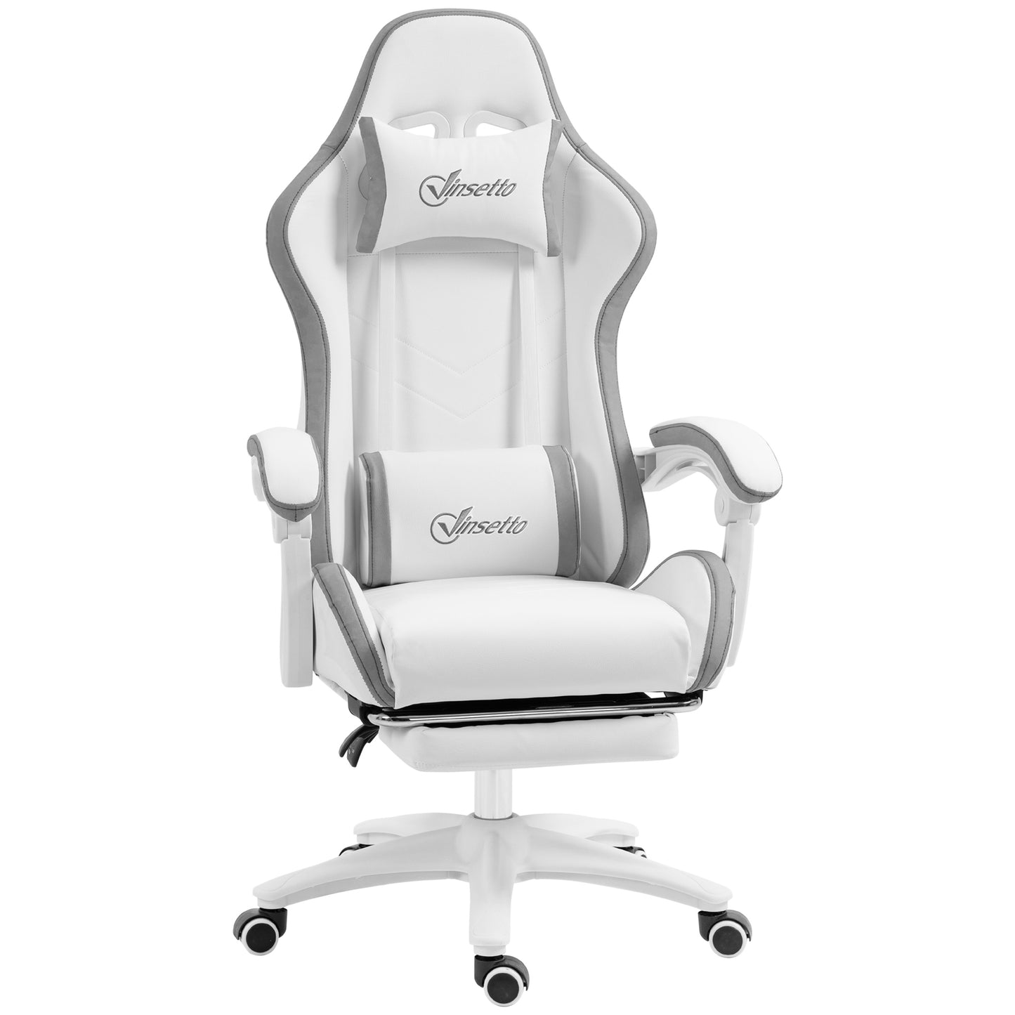 Racing Style Gaming Chair with Reclining Function Footrest, Grey