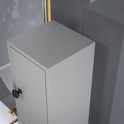 Slim Bathroom Cabinet, Toilet Roll Storage w/ Open Shelves, Grey