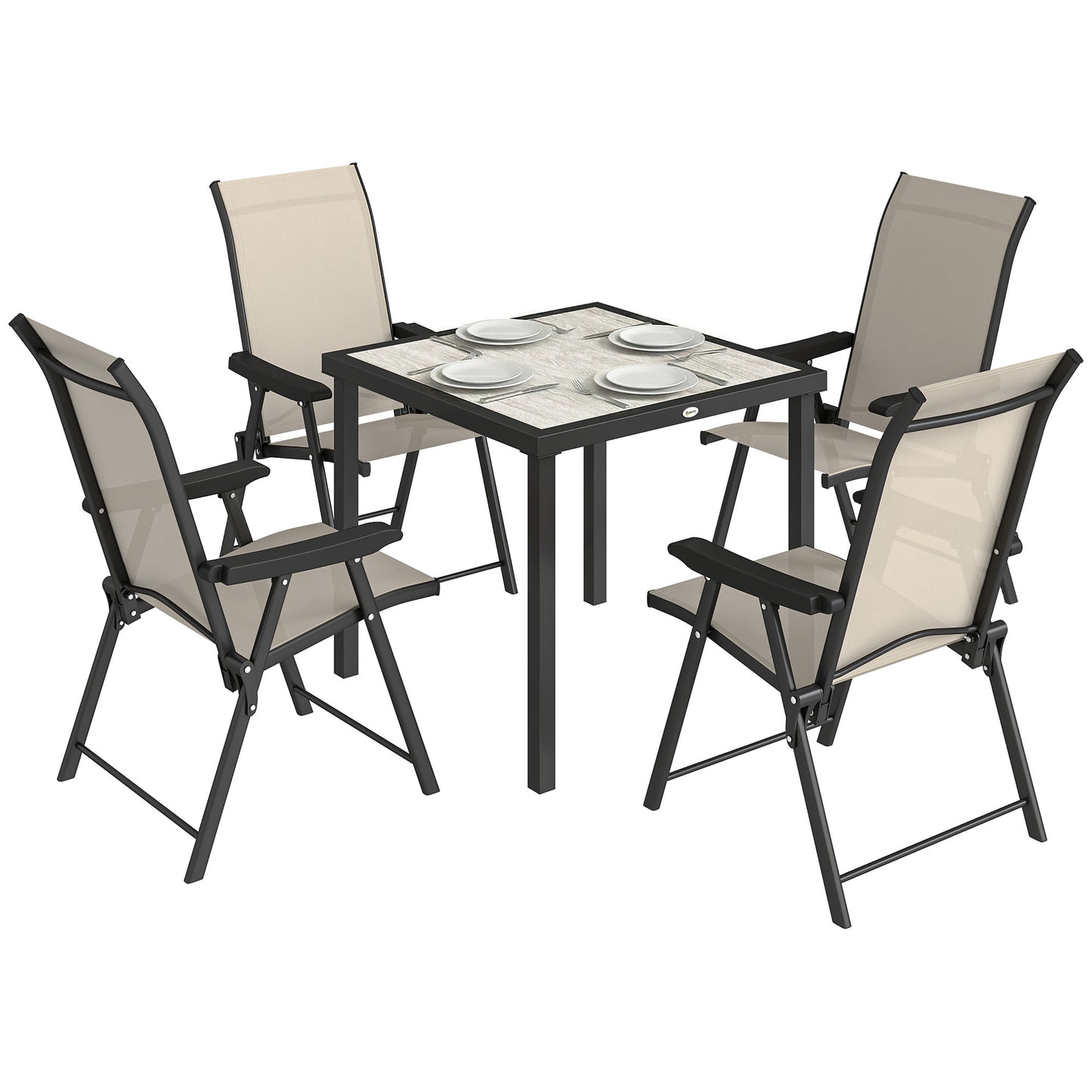 5 Pieces Outdoor Dining Set, Garden Dining Set for 4, Brown