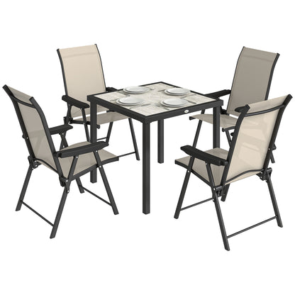 5 Pieces Outdoor Dining Set, Garden Dining Set for 4, Brown