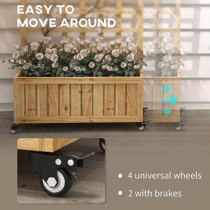 Warehouse Clearance Sale - Wooden Trellis Planter, Raised Garden Bed with Wheels and Bed Liner, to Climb and Grow Vegetables, Herbs and Flowers