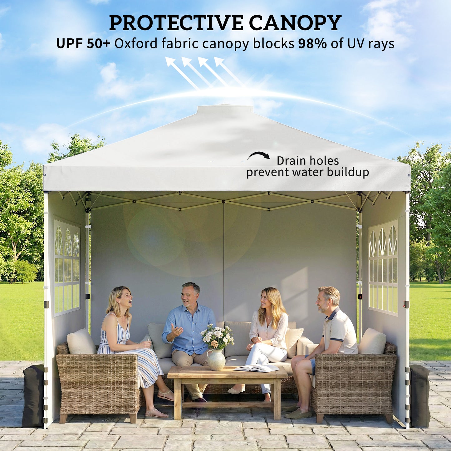 Pop Up Canopy Waterproof Height Adjustable 3 x 3 (m) White