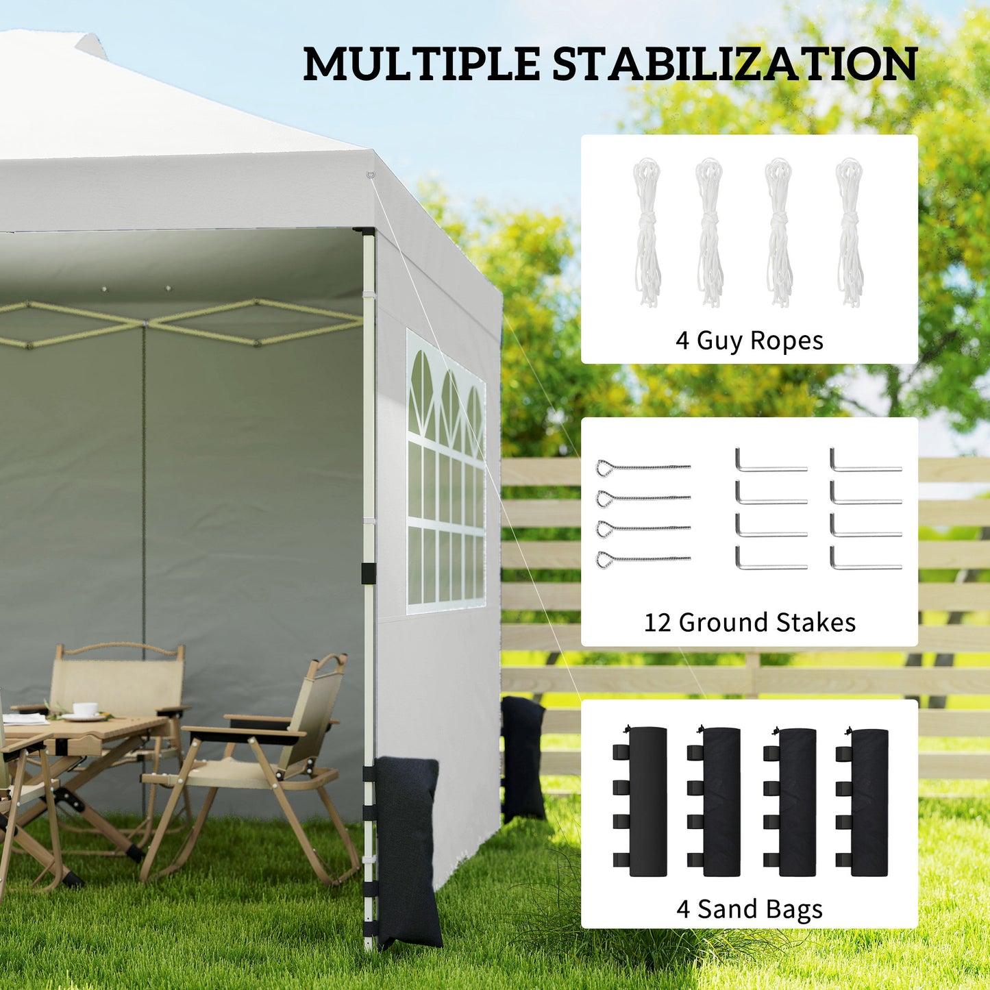 Pop Up Canopy Waterproof Height Adjustable 3 x 3 (m) White