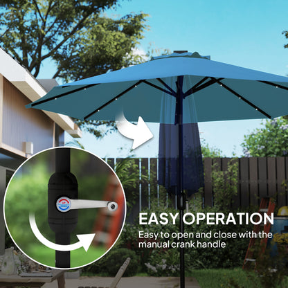 24 LED Solar Powered Parasol Umbrella Garden Tilt Outdoor String Light