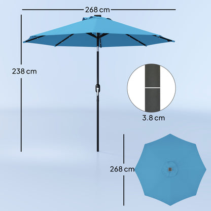 24 LED Solar Powered Parasol Umbrella Garden Tilt Outdoor String Light