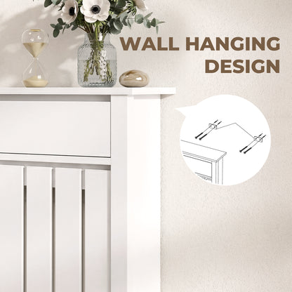 Radiator Cover with Drawer and Vertical Slats White