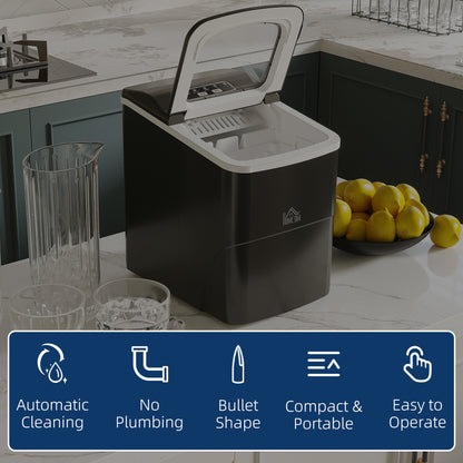 Ice Maker 12kg/24H Production with Scoop Basket for Home /Black