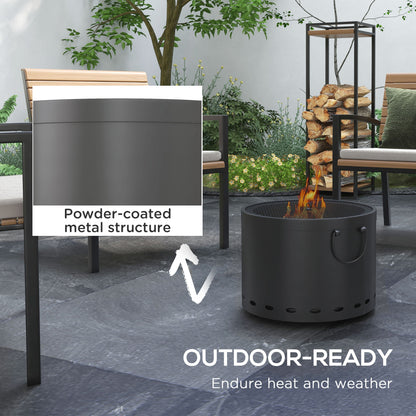 38cm Smokeless Wood Burning Firepit Metal Fire Pit, Dark Grey