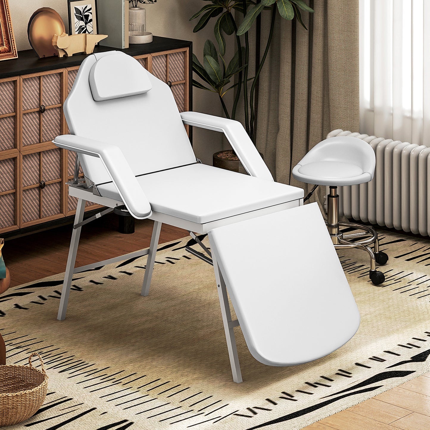 3 Section Adjustable Massage Table, Beauty Bed for Spa, Lash, White