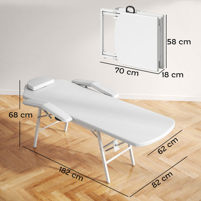 3 Section Adjustable Massage Table, Beauty Bed for Spa, Lash, White