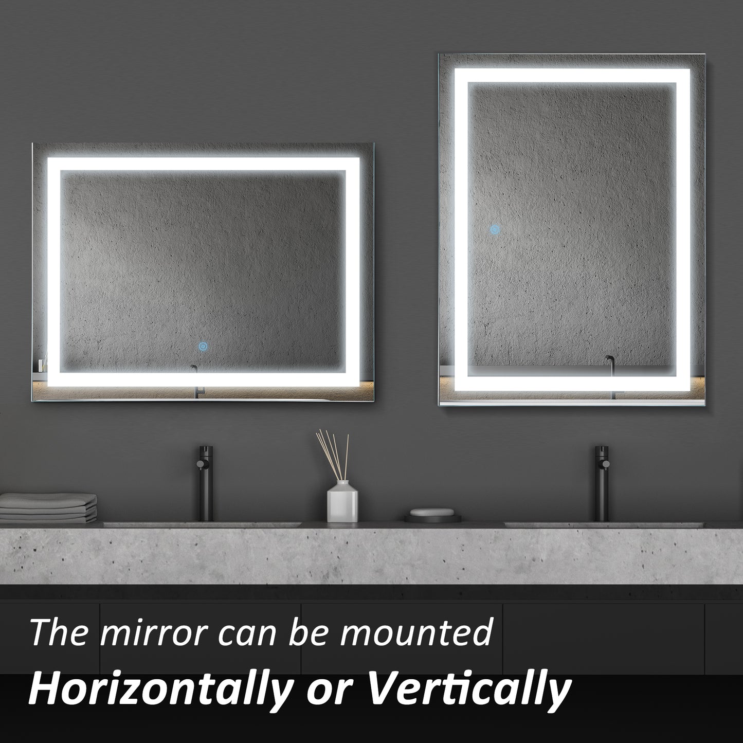 kleankin 80x60cm LED Bathroom Mirror Wall Mounted Vanity Illuminated w/ Touch Switch Accessories Home Furnishings