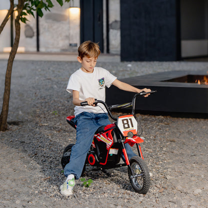 Kids Electric Motorbike, 24V Battery Powered Dirt Bike with 250W Motor, 6-16km/h, 7AH Batteries, 12" Inflatable Tires and Rear Suspension, Ride On Motorcycle for 8-12 Years Old, Red