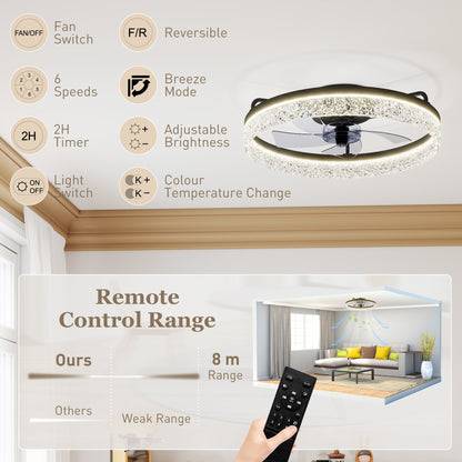 Ceiling Fans with Lights and Remote & App Control for Bedroom, Black