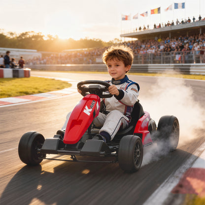 24V Electric Go Kart with Drift Mode, Adjustable Seat, Red