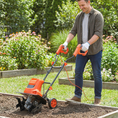 1500W Electric Tiller with 40cm Working Width, 20cm Tilling Depth