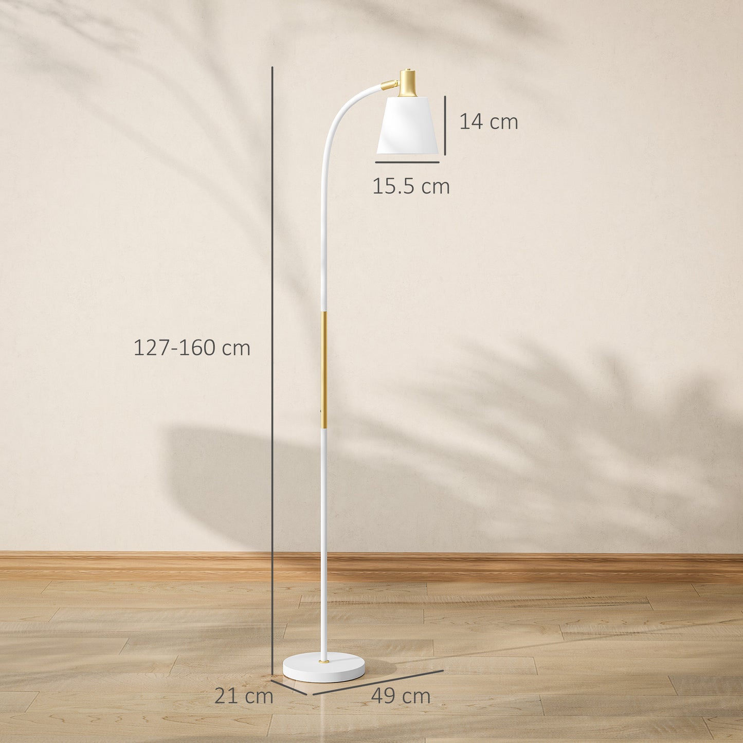 Spotlight Reading Standing Lamp with Adjustable Height, White