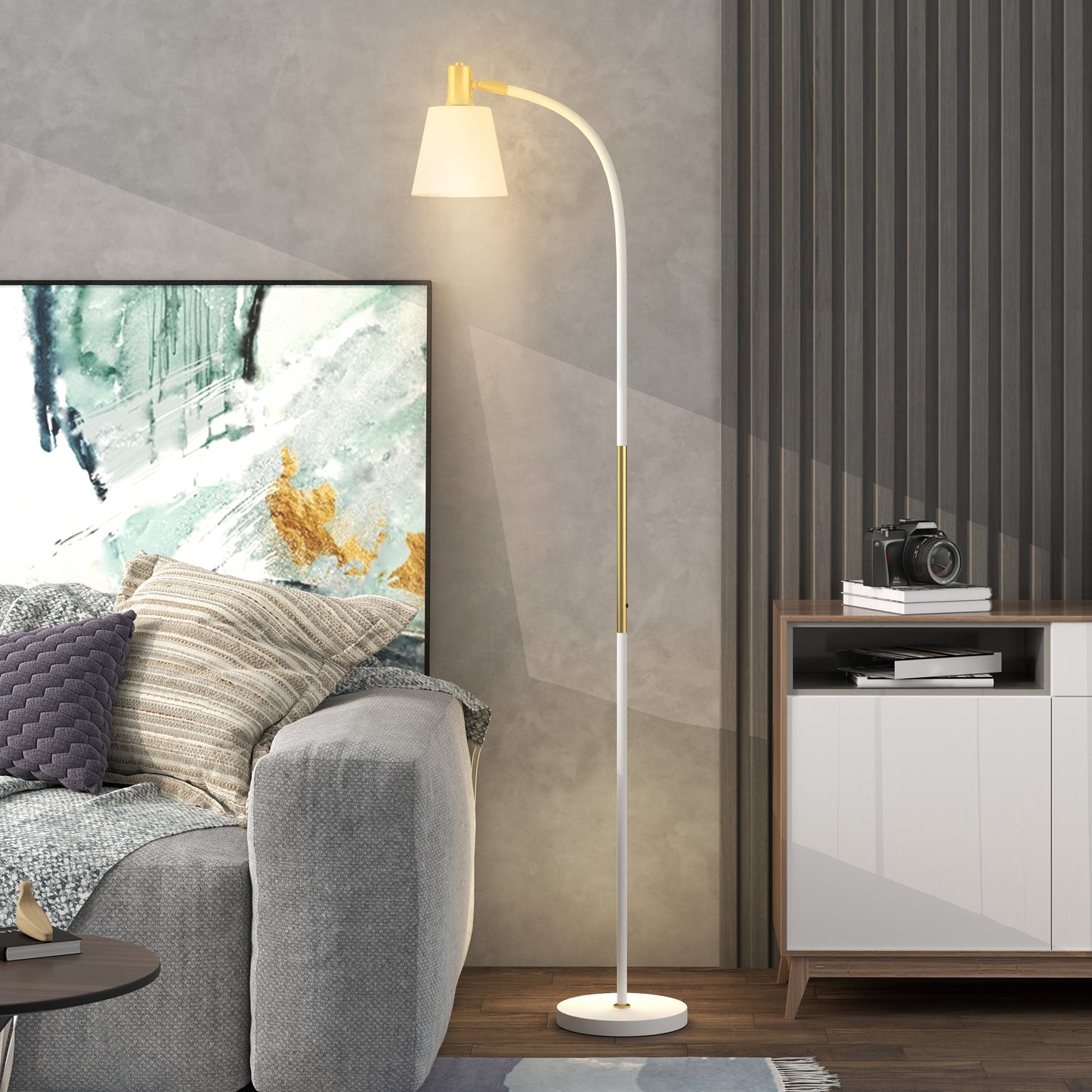 Spotlight Reading Standing Lamp with Adjustable Height, White