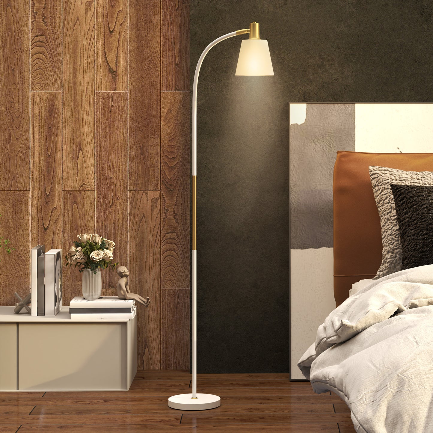 Spotlight Reading Standing Lamp with Adjustable Height, White