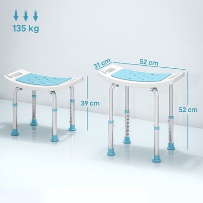 Adjust Aluminium Bath Stool Shower Non-Slip w/ Shower Hole, Turquoise