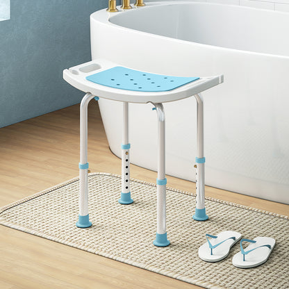 Adjust Aluminium Bath Stool Shower Non-Slip w/ Shower Hole, Turquoise