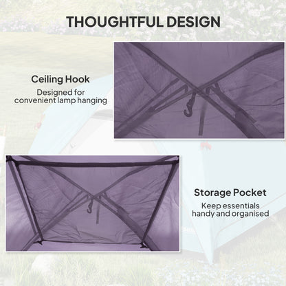 3-4 Person Camping Tent, Waterproof Tent, Purple