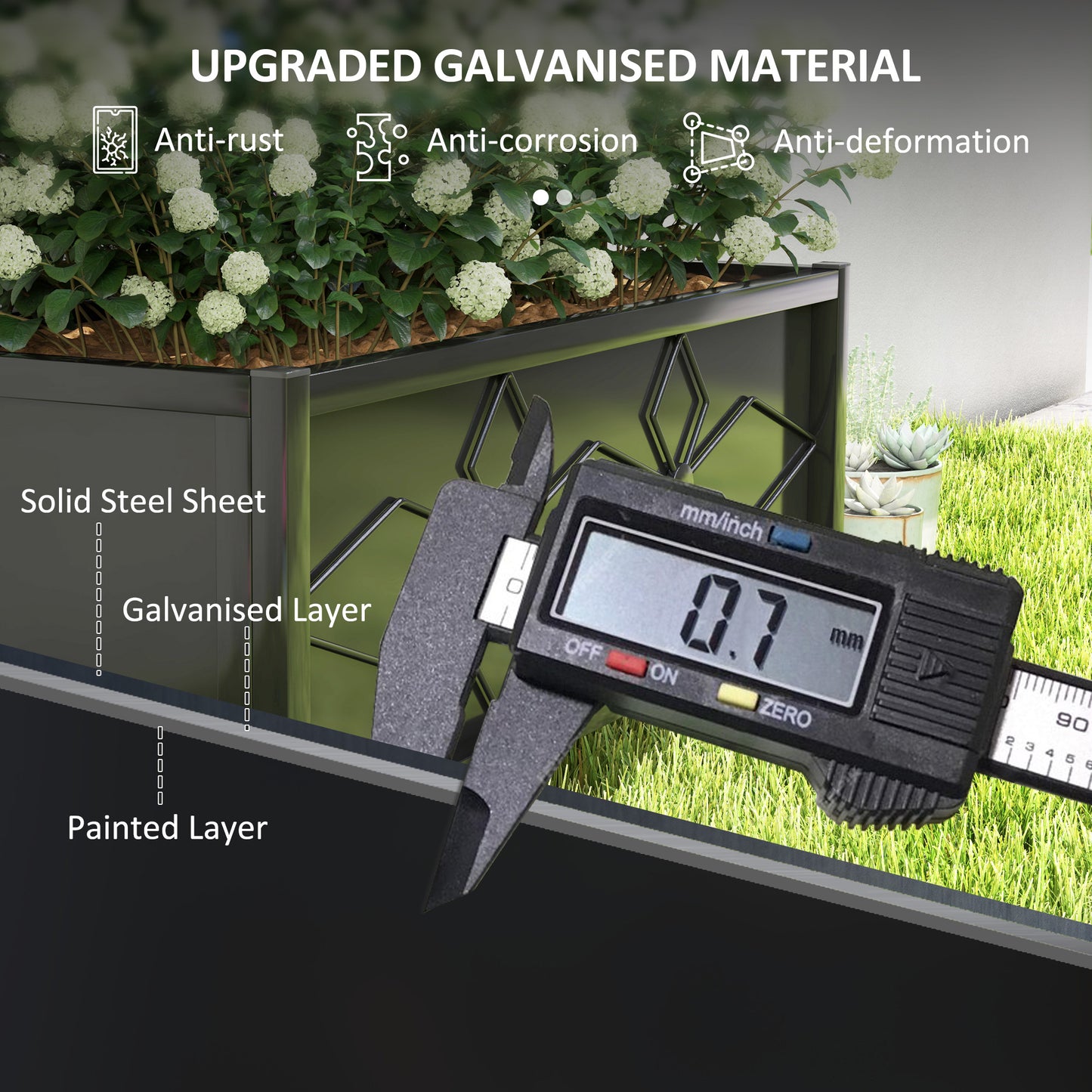 Metal Raised Garden Bed Planter Box with Trellis, 90 x 40 x 120 cm