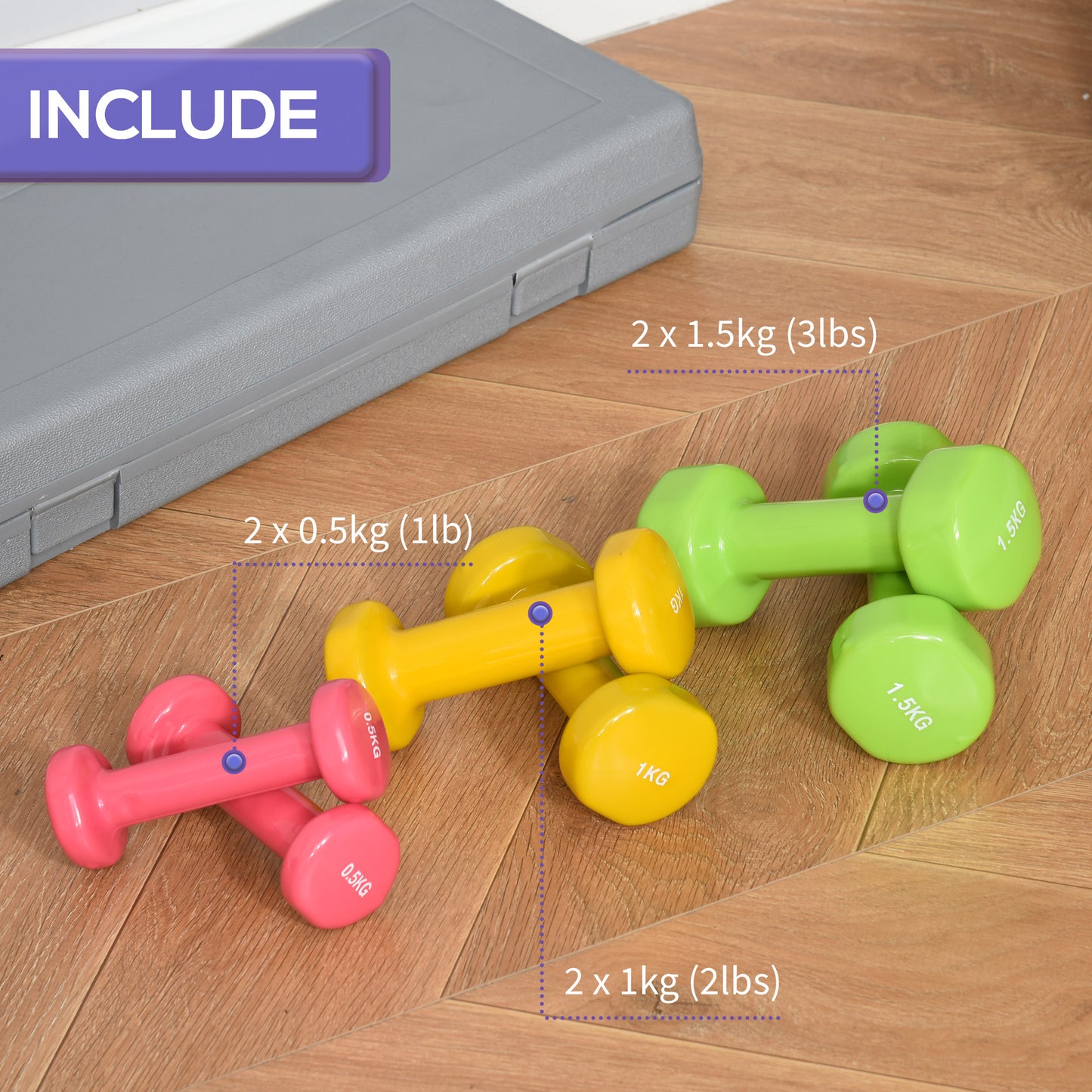 6kg Dumbbell Fitness Weights Set for Men and Women, Home Gym Workout
