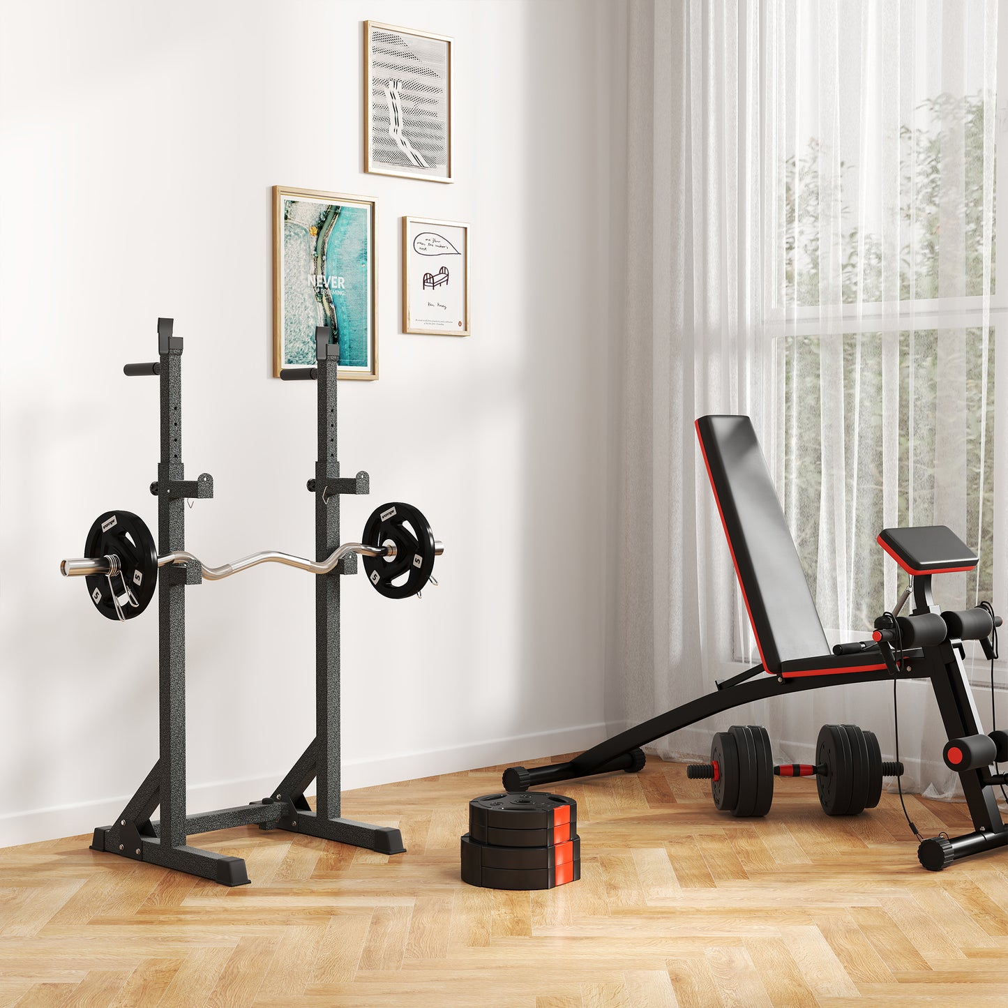 Olympic Weight Plates Set for Home Gym, 2 x 5kg, 2 x 2.5kg, Black