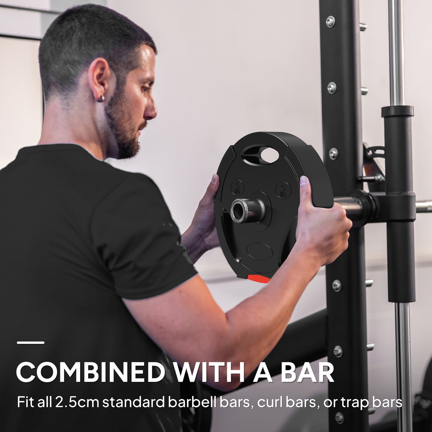 Olympic Weight Plates Set for Home Gym, 2 x 5kg, 2 x 2.5kg, Black