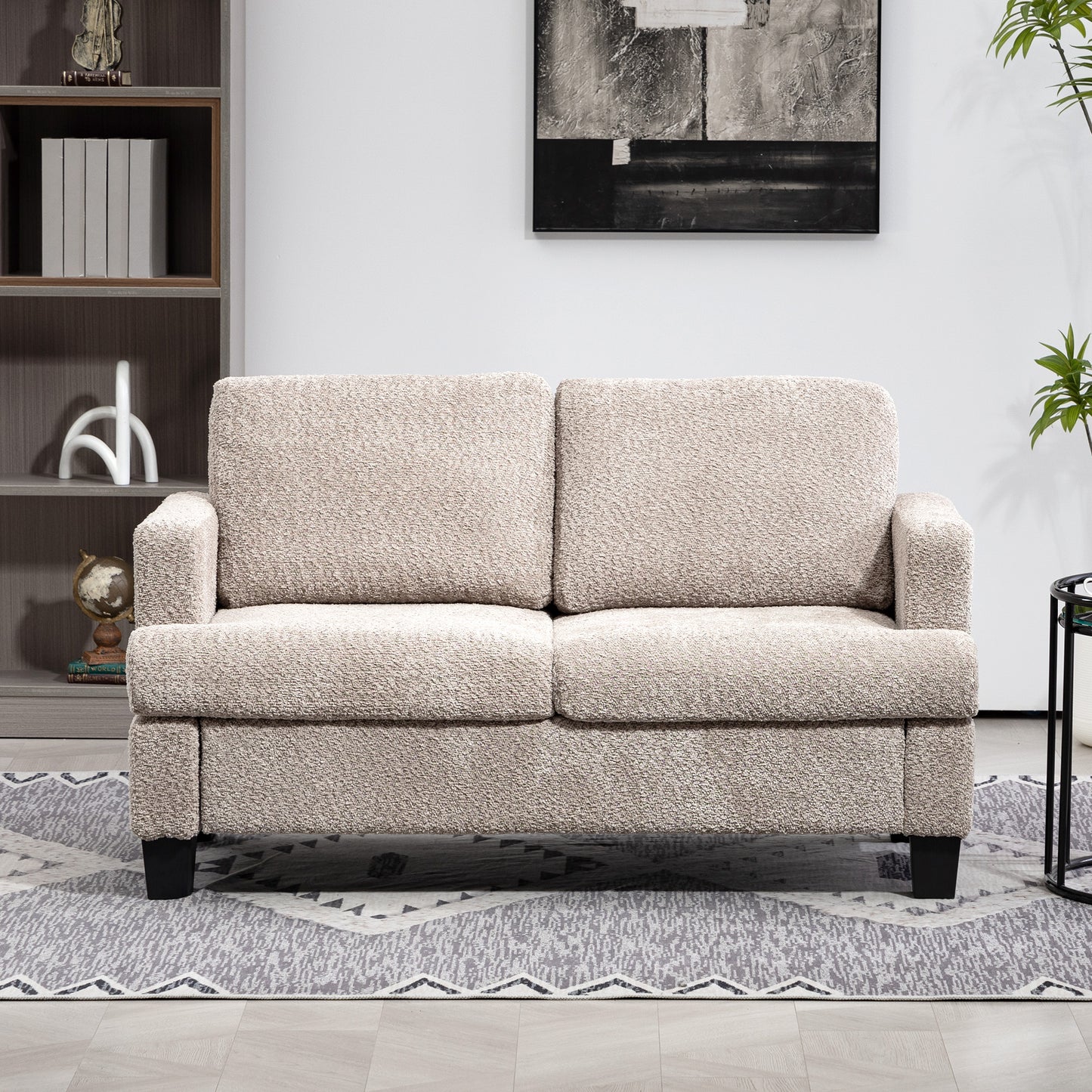 138 cm Chenille Fabric Loveseat Sofa with S-springs, Light Brown