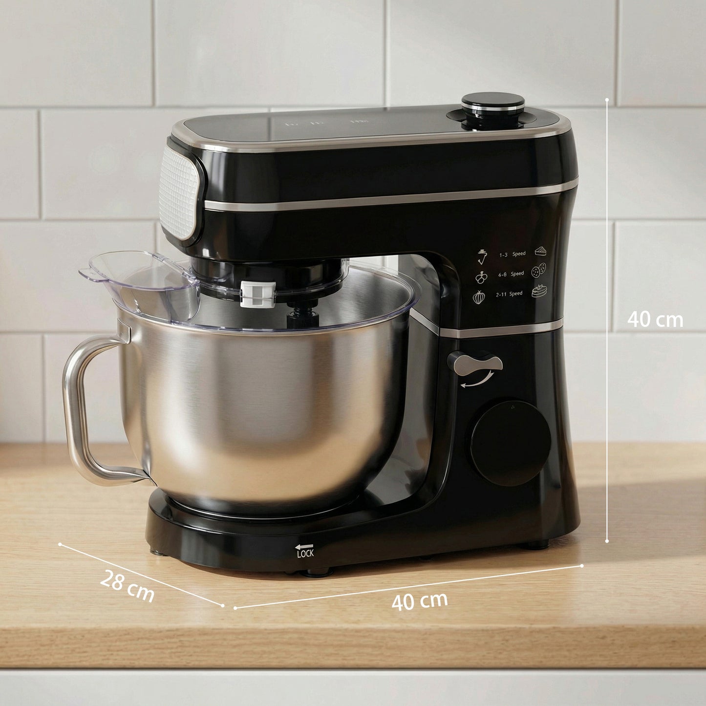 6L 1400W Stand Mixer with 11 Speeds & Fermentation Function, Black