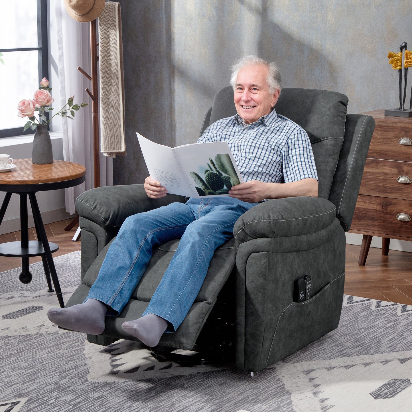 Massage Recliner Chair, Lift Chair with Heat, USB, Remote, Grey