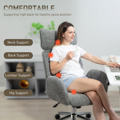 Office Chair with Adjustable Headrest, Comfy Desk Chair, Dark Grey