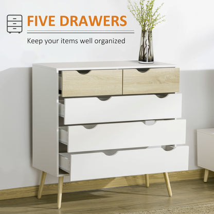 Chest of Drawers, 5 Drawer Storage Cabinet Unit Bedroom Living Room