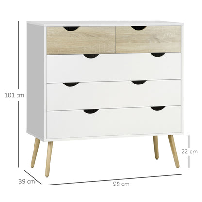 Chest of Drawers, 5 Drawer Storage Cabinet Unit Bedroom Living Room