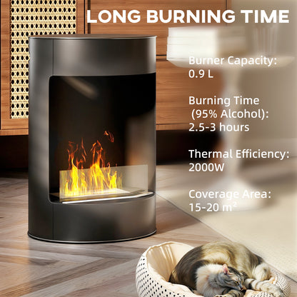22" Bioethanol Fireplace Stove, Ethanol Fire Burner, Black