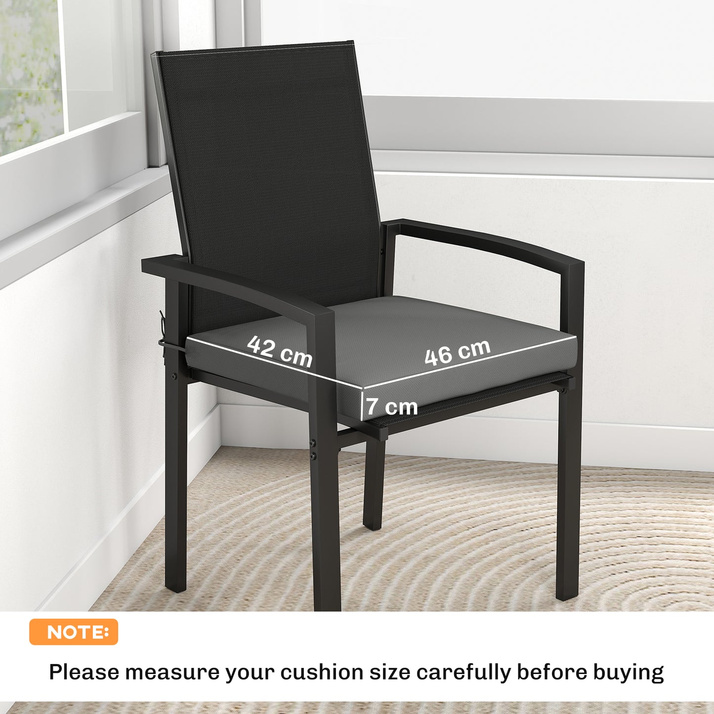 Seat Cushions with Machine Washable Cover Dark Grey