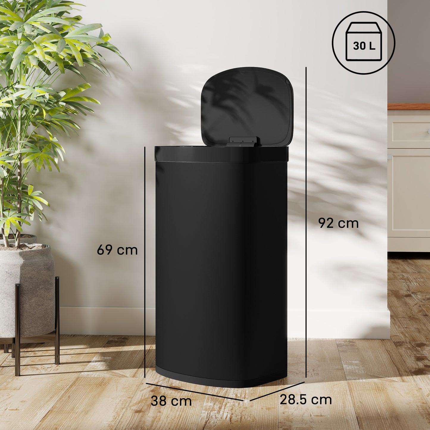 Automatic Kitchen Bin with Soft-Close Lid, 55L Sensor Wastebasket