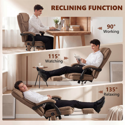 Executive Office Chair, Desk Chair with Massage and Heat, Brown