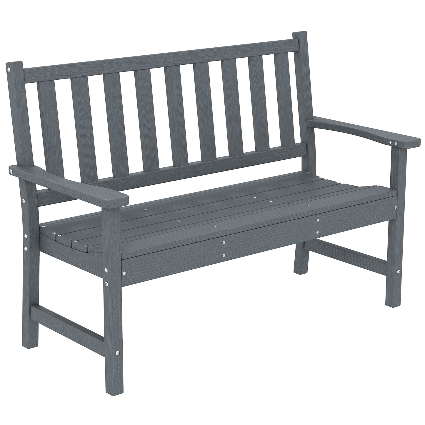 2 Seater Plastic Garden Bench, Outdoor Patio Furniture, Grey