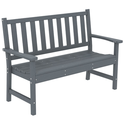 2 Seater Plastic Garden Bench, Outdoor Patio Furniture, Grey