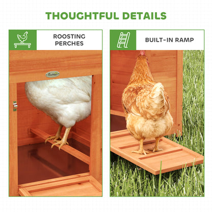 Chicken Coop, Wooden Hen House with Nesting Box, Pull-Out Tray