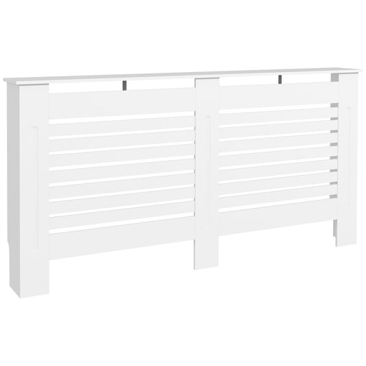 White Painted Radiator Cover Wooden Cabinet Horizontal Slats Modern Style
