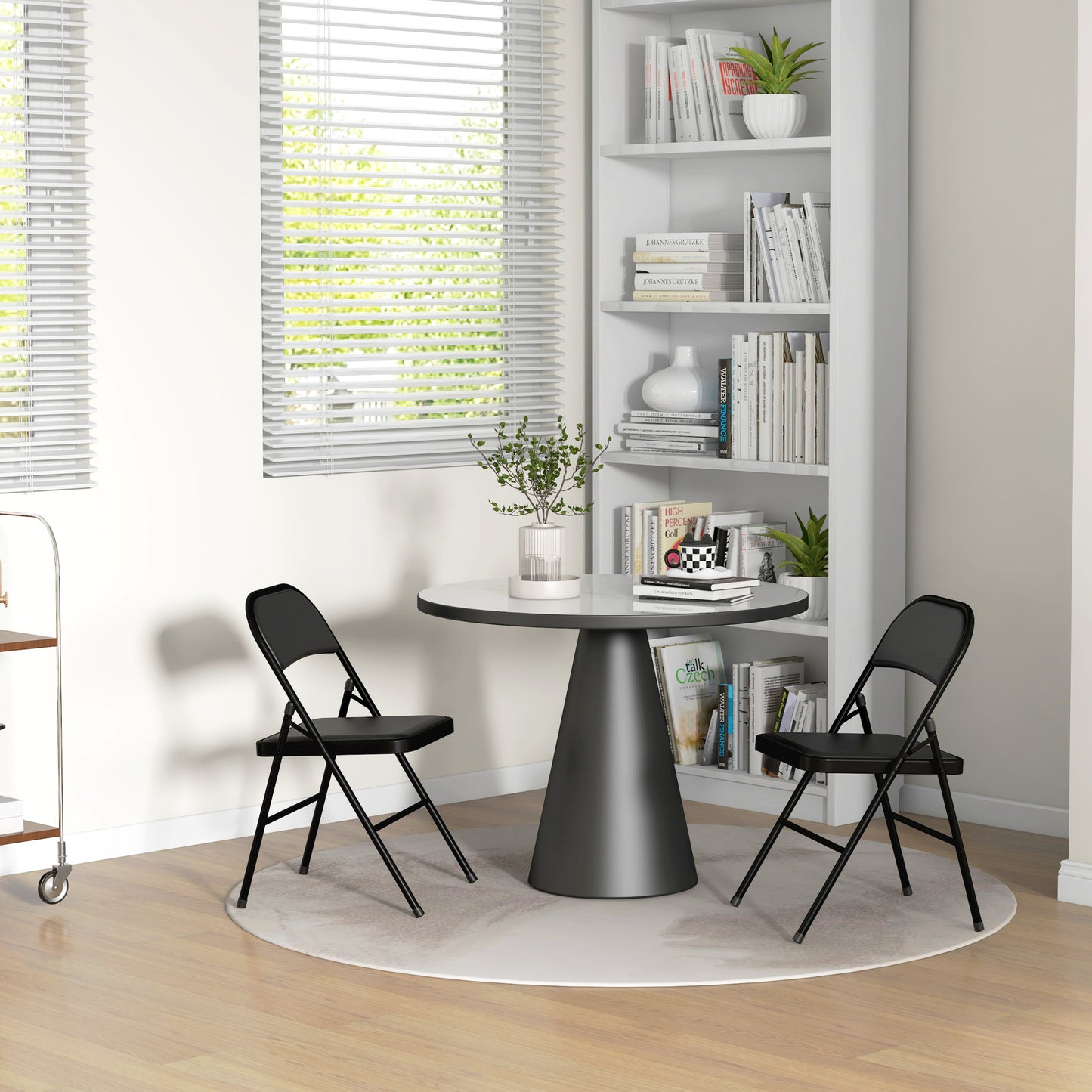 2 Pack Padded Folding Chairs with Cushioned Seat and Metal Frame Black