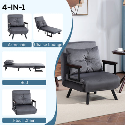 Click Clack Single Chair Bed Settee for Living Room, Guest Room, Grey