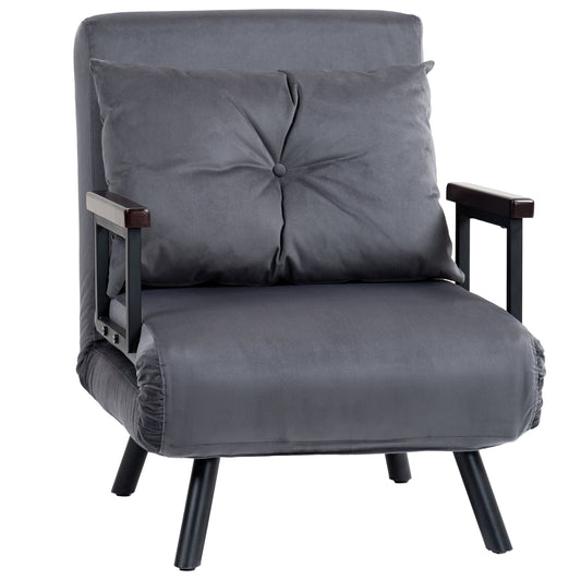 Click Clack Single Chair Bed Settee for Living Room, Guest Room, Grey
