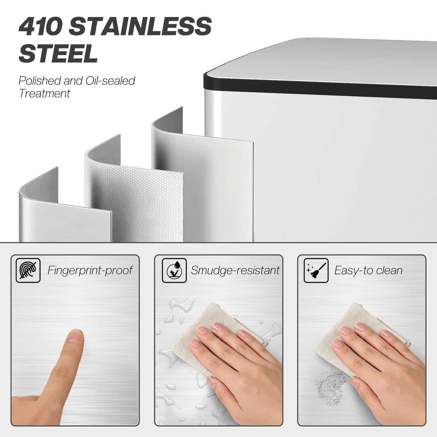 2 x 25L Double Kitchen Bin, Pedal Bin with Soft-Close Lid, Silver